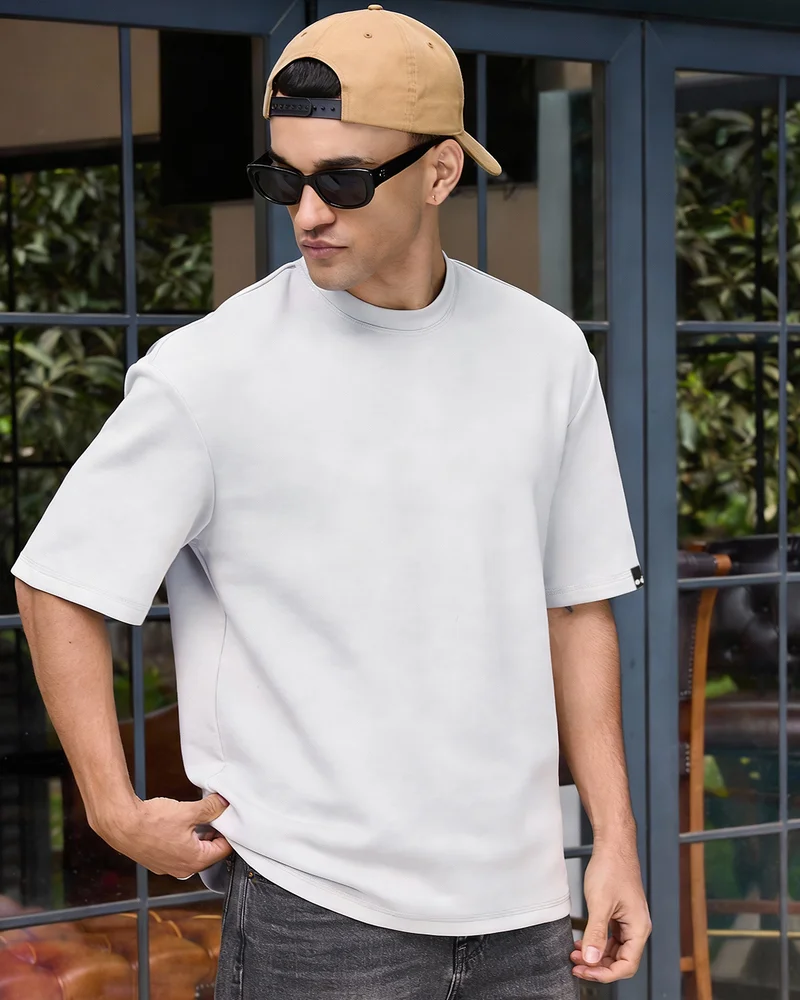 بيواكوف Men's Grey Oversized T-shirt